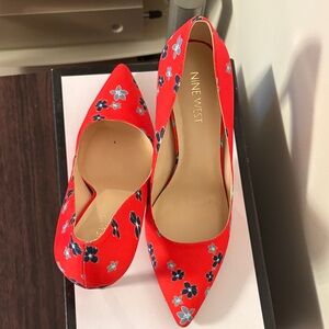 Nine West Red Floral Heels